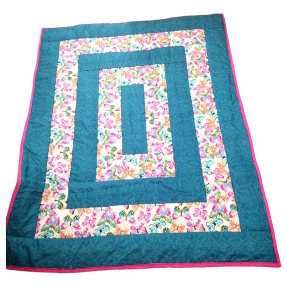Unbranded Other - 💸$26 🔥Spring Butterfly with Gold & Silver Sparkle Double Sided Quilt 46.5 x 58